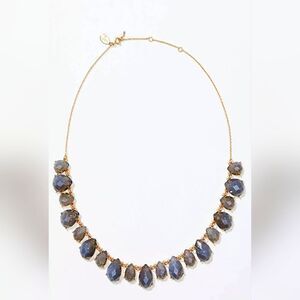 ANN TAYLOR LOFT TEARDROP BLUE STONE STATEMENT NECKLACE NWY NOS